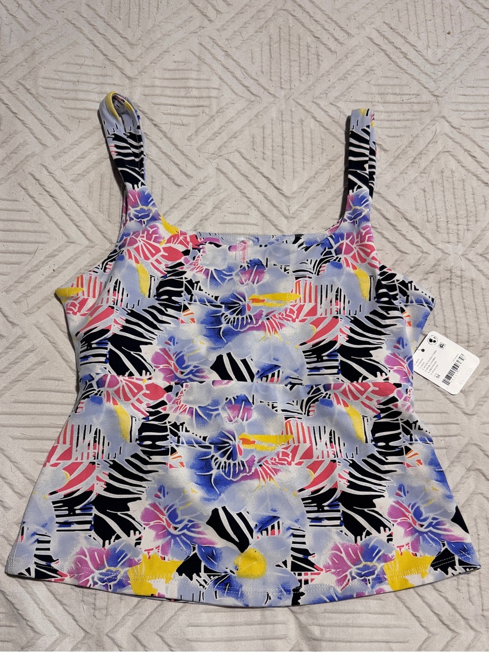 NWT Free People Multicolor Floral Square-Neck Tank Size Medium - Picture 2 of 6